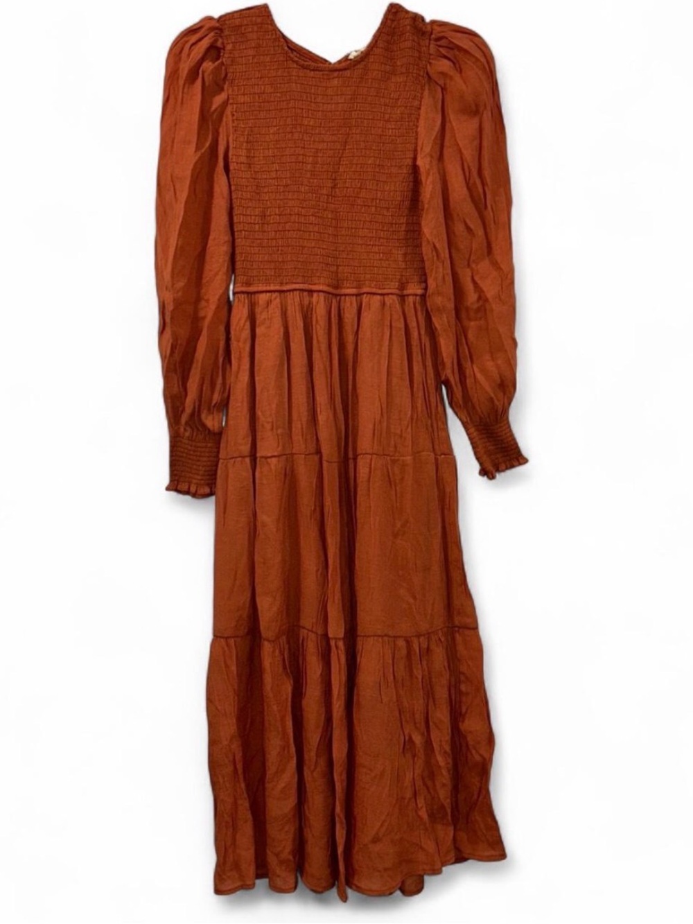 Blu Pepper Rust Smocked Bodice Maxi Dress